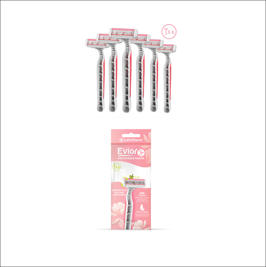 LetsShave Evior 3 Plus disposable razor- Pack of 6