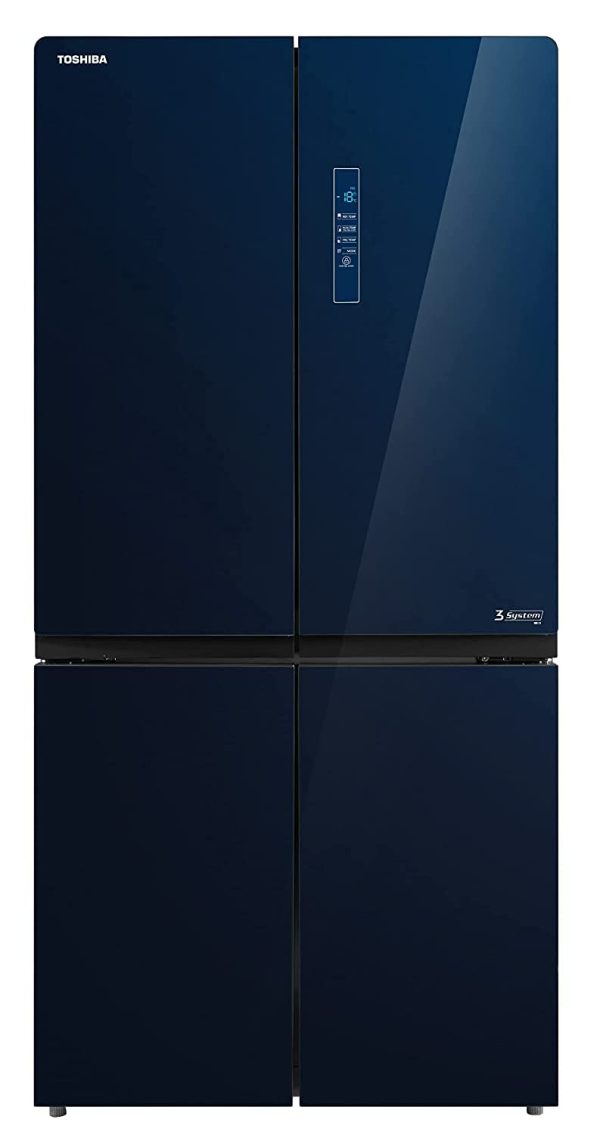 Toshiba 650 L Frost Free Inverter 4-Door Refrigerator (GR-RF646WE-PGI, Classy Blue Glass Door Finish, Futuristic Plasma + Pure Technology) (GR-RF646WE-PGI(24))