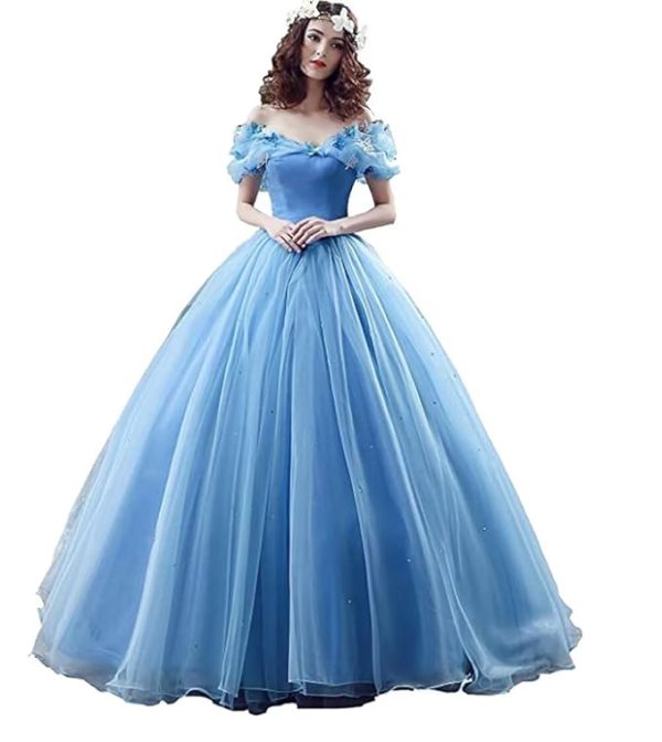 Chupeng Women's Princess Costume Butterfly Off Shoulder Cinderella Prom Dress Long Tulle Quinceanera Ball Gown BU 10