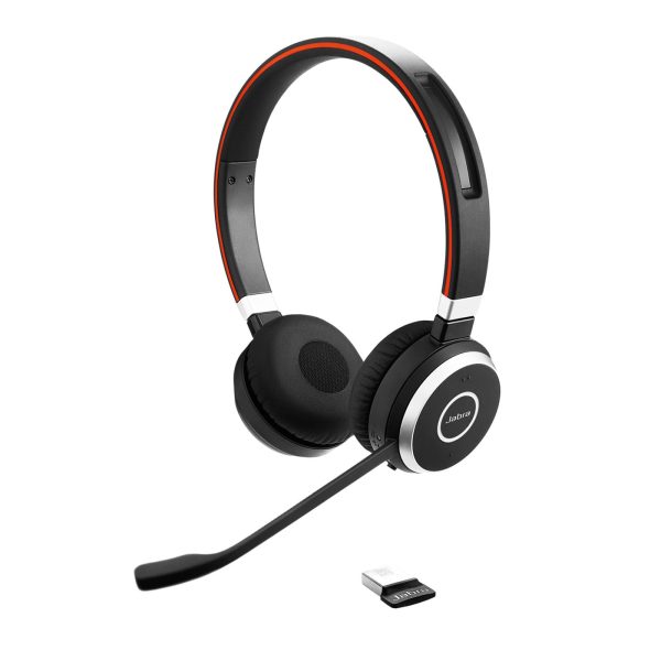 Jabra Evolve 65 SE Link380a MS Stereo- On Ear Bluetooth Headphones with Noise-Cancelling Microphone, Long-Lasting Battery and Dual Connectivity - Works with All Other Platforms - Black
