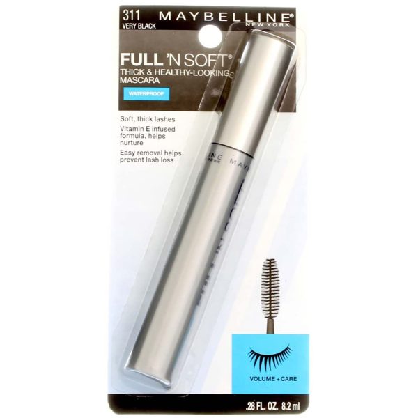 Maybelline Full 'N Soft Waterproof Mascara, Very Black [311], 0.28 oz (Pack of 6)