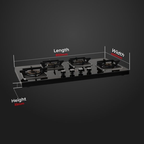 BLOWHOT Premium Hybrid Quartz 4 Burner Gas Stove Hob | Auto-Ignition | Hybrid Design | Toughened Glass Top | SABAF Gas Valve | 5 Years Warranty on Glass and Gas Valve | 2 Years Warranty on Burner - Image 5