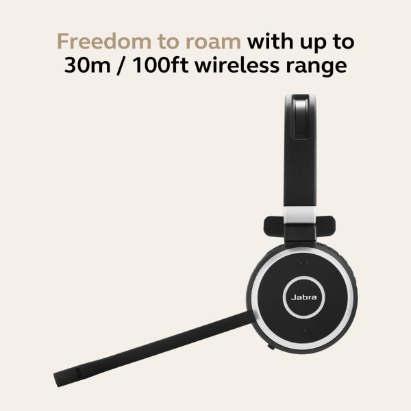 Jabra Evolve 65 SE Link380a MS Stereo- On Ear Bluetooth Headphones with Noise-Cancelling Microphone, Long-Lasting Battery and Dual Connectivity - Works with All Other Platforms - Black - Image 2