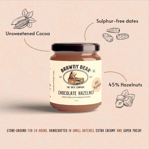 Brawny Bear Peanut Butter, Chocolate Hazelnut Spread & Almond Butter Combo, 100% Natural Sweetened with Dates, Vegan, Smooth Healthy Nut Butter, No Added Sugar & Preservative Pack of 3-200 gm each - Image 6