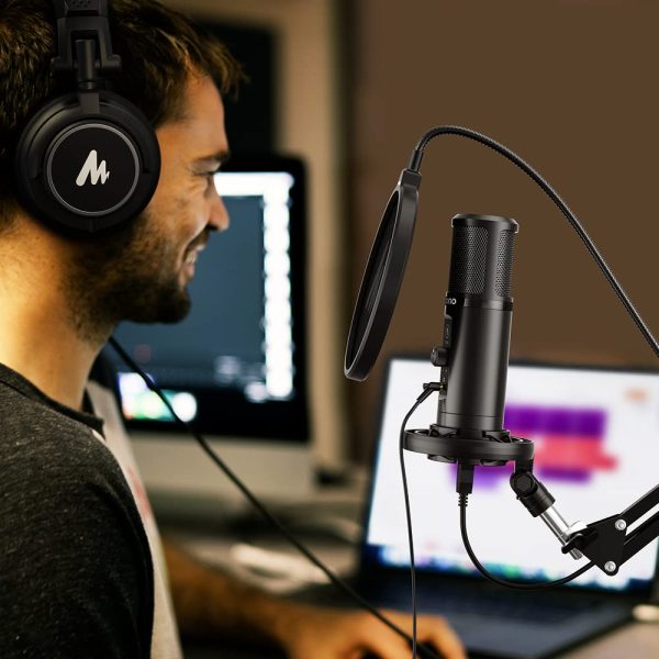 MAONO Au-Pm422 Podcast USB Microphone With Zero Latency Monitoring,192Khz/24Bit Professional Cardioid Condenser Mic With Touch Mute Button And Mic Gain Knob For Recording,Podcasting,Gaming,Youtube - Image 2