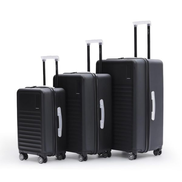 MOKOBARA The Aisle Trunk Set of Luggages | Cabin, Medium & Large 40L + 70L + 105L Capacity | Durable Polycarbonate Shell | TSA Lock & YKK Zippers (Black, Set of 3)