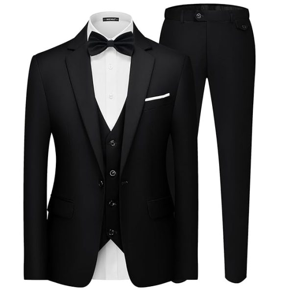 MAGE MALE Men's 3 Pieces Suit Elegant Solid One Button Slim Fit Single Breasted Party Blazer Vest Pants Set - Image 4