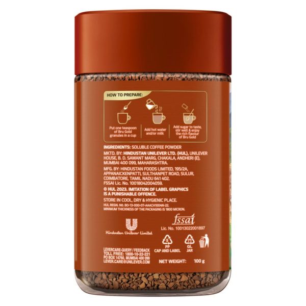 Bru Gold|Premium Freeze Dried Coffee Powder Bottle| Experience Intense Coffee Taste|Aromatic Instant Coffee|100 Gram - Image 4