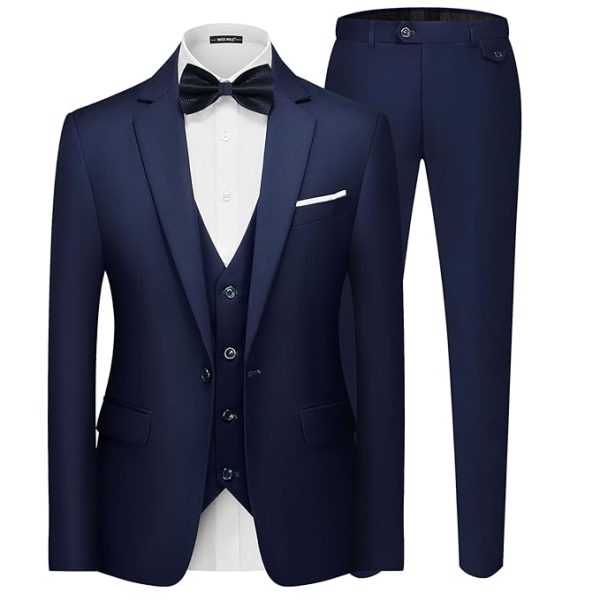 MAGE MALE Men's 3 Pieces Suit Elegant Solid One Button Slim Fit Single Breasted Party Blazer Vest Pants Set - Image 3