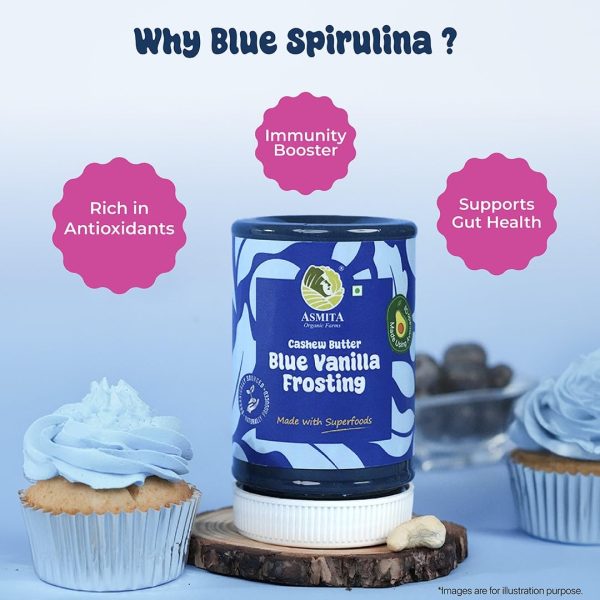 Asmita Organic Farms Blue Vanilla Cashew Butter 250g | Superfood Nut Butter with Monk Fruit, Blue Spirulina & Avocado Oil | High-Protein, Vegan, Preservative-Free & Zero Palm Oil | Rich & Healthy Spreads - Image 4