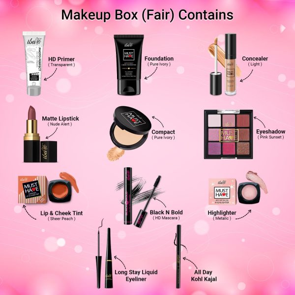 Iba Must Have Complete Makeup Box for Women (Fair) with 11 Essential Products | Waterproof | Bridal Makeup | Full Face Makeup | 100% Vegan & Cruelty Free - Image 5