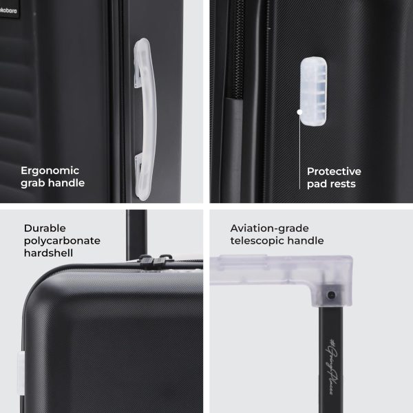 MOKOBARA The Aisle Trunk Set of Luggages | Cabin, Medium & Large 40L + 70L + 105L Capacity | Durable Polycarbonate Shell | TSA Lock & YKK Zippers (Black, Set of 3) - Image 2