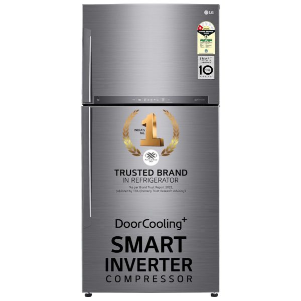 LG 592 L 1 Star Frost Free Inverter Wi-Fi Double Door Refrigerator (, GR-H812HLHM, Platinum Silver3, With Hygiene Fresh+ & Door Cooling+)