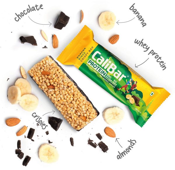 CaliBar 20g Protein Bar - Banana Binge Crispy Bar (Pack of 5) No Added Sugar, GlutenFree, 5g Fiber, No Preservatives, Delicious Taste, Whey & Plant Protein, Fitness & Immunity (65g x 5 Bars) - Image 3