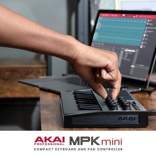 AKAI Professional MPK mini MK3 G 25 Key USB MIDI Keyboard Controller with 8 Backlit Drum Pads, 8 Knobs and Music Production Software included Grey,MPKMINI3 - Image 4