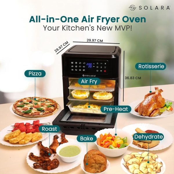 SOLARA 12L Digital Air Fryer Oven for Home Kitchen 1800 Watts with 12 Pre set modes for Grill,Roast,Bake,Reheat,Rotisserie,Dehydrate, 6 Accessories, 12L Capacity, Black, XX-Large (12L) - Image 4