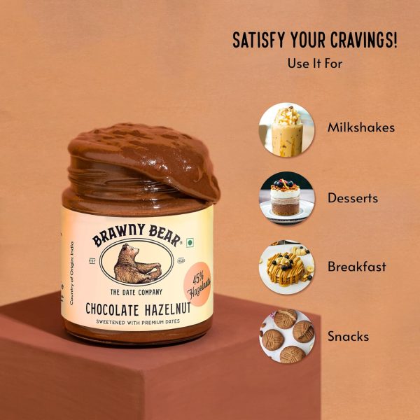 Brawny Bear Peanut Butter, Chocolate Hazelnut Spread & Almond Butter Combo, 100% Natural Sweetened with Dates, Vegan, Smooth Healthy Nut Butter, No Added Sugar & Preservative Pack of 3-200 gm each - Image 5