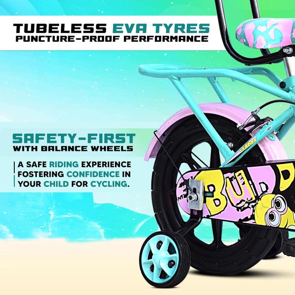 Leader Buddy Kids Cycle 14T with Training Wheels (SEMI-Assembled) for Boys and Girls Ideal for Age Group 2-5 Years | Frame: 8 Inches (14T, Sea Green_Light Pink) - Image 3
