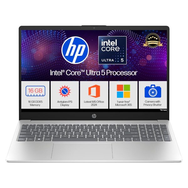 HP 15,Intel Ultra 5 125H (16GB DDR5, 1TB SSD) FHD, IPS, 15.6''/39.6cm, Win11, M365 Basic(1yr)*Office24, Silver, 1.65kg, fd1255tu, Intel Arc Graphics, FHD Camera w/Shutter, AI Powered Laptop