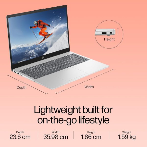 HP 15, 13th Gen Intel Core i5-1334U (16GB DDR4, 1TB SSD) FHD, Anti-Glare, Micro-Edge, 15.6''/39.6cm, Win11, M365(1yr)* Office24, Silver, 1.59kg, FD0552TU, Iris Xe, FHD Camera w/Shutter, Backlit Laptop - Image 4
